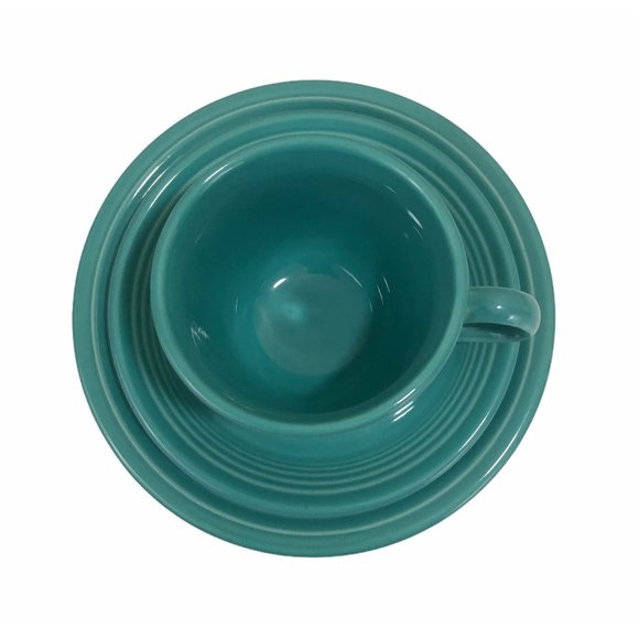 Fiesta HLC Turquoise 3 Piece Set Snack Cup Saucer - Picture 2 of 5